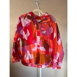 Maeve Anthropologie Vibrant Abstract Contemporary Preppy Cotton Button Up XS